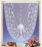 Gardinen, Vorhang, Scheibengardine, Schwalbenschwanz mit Stangendurchzug und Schienenband, Höhe 130cm x Breite 100 cm Typ18