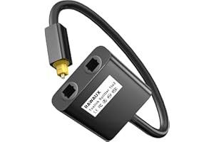 RAWAUX, Toslink Splitter 1 in 2 Out - Cavo splitter ottico, audio digitale, cavo ottico SPDIF, distributore audio ottico per TV, DVD, amplificatore, soundbar (nero)
