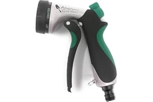ANYTIME GARDEN NO Leak Garden Hose Nozzle Spray Gun Heavy Duty, Metal Water Sprayer for Powerful Watering and Misting - 8 Pattern Spraying for Cleaning, Car Washes