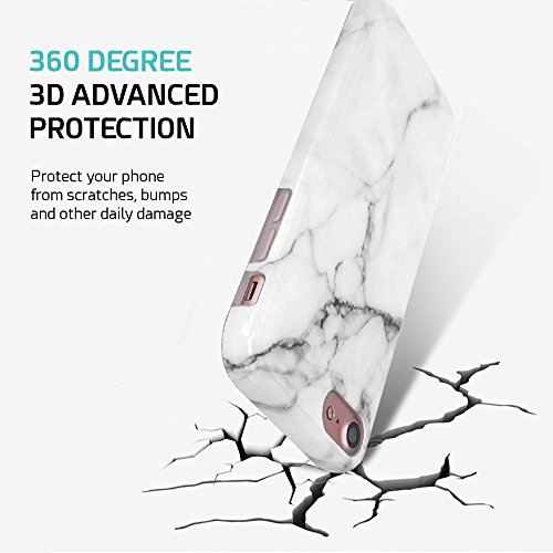 Funda iPhone 8 iPhone 7  ZUSLAB Bonita M  rmol Efecto Dibujo Silicona Suave Antigolpes Tapa Trasera Case Cover Cascara Protectora  M  rmol Blanco 