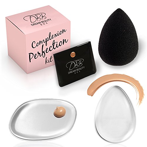 Best Silikon Schwamm & Beauty Blender Kit – Dream Beauty Box 3 Stück Original Teint Perfection – 2 klar Gel, Make-up-Applikator, Kissen Pads – 1 Premium Schwarz, ohne Latex, Tropfenform Beautyblender