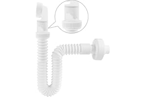 Hibbent Bathroom Waste Pipe,Space-Saving Waste Pipe 1 1/4" Bathroom Sink Plumbing Parts, Odour-Proof Sink Waste Trap, Replaceable Drain Down Hose，White