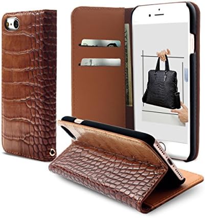 iPhone 8 Case, MUTURAL Premium PU leather Case, Flip Folio Book Case, Money Pouch Wallet Cover with Stand Function, Card Slots &amp; ID Holder and Magnetic Closure for iPhone 7/iPhone 8 (Brown)