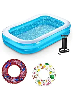 Glan Kids Children 8.5 Feet Swimming Pool Inflatable Bath Tubs for Adults Spa Swimming Bath Tub with Free Swimming Accessories (with Air Pump)