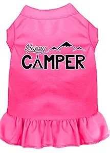 Mirage Pet Products 58-59 BPKSM Happy Camper Screen Print Dog Dress, Small, Bright Pink