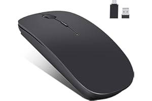 LEAPEST Wireless Bluetooth Mouse for MacBook Pro/Air/Mac/iPad/Laptop/Desktop/Mac/PC/Computer/Phone-Portable Slim Silent Office Mice with USB-C Adapter 2.4 GHz USB Mice (Black)