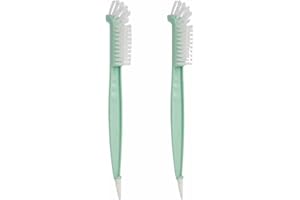 TINY TO TOTS BABY TO TODDLER Bottle Cleaner Brush 2 in 1 Teat Cleaner Tiny To Tots Teal/Grey 2 Pack Cleaning Brushes For Baby Bottles & Teats, Plastic Handle with Sturdy Nylon Brushes