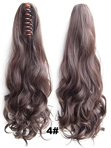 Queen Wig Long wave Clip in/on Wavy Ponytail Hair Extension Hairpiece Claw - #4 chocolate brown