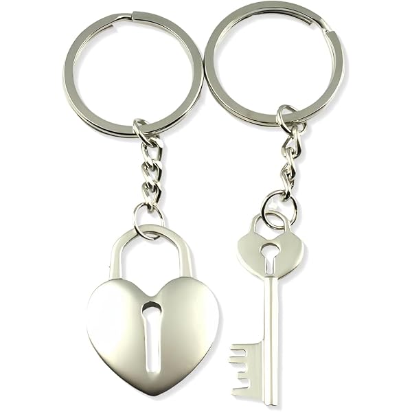 Portachiavi Coppia A Forma Di Cuore – Set Chiave E Serratura In Lega, Con Incisioni Romantiche, Regalo Perfetto Per San Valentino E Anniversario