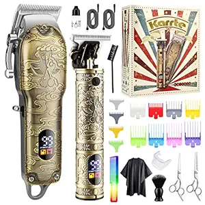 Karrte Upgrade Hair Clippers Kit for Men,Professional Barber Clippers/Hair Trimmer Set,Barber Supplies for Mens Grooming Kit Accessories with LED Display,Gifts for Men