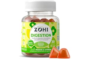 ZOHI -Complément Alimentaire Digestion-Gummies Digestion facilitant la digestion et améliore le transit- Fenouil-30 gommes de fruits- goût Pomme et Citron Sans Sucres-Vegan- ZOHI- Fabriqué en France