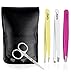 Stainless Steel Tweezers, Precision Eyebrow Tweezers Set With Case, Slant, Straight and Scissors - Remove Ingrown Hair and Ingrown, Splinters & More