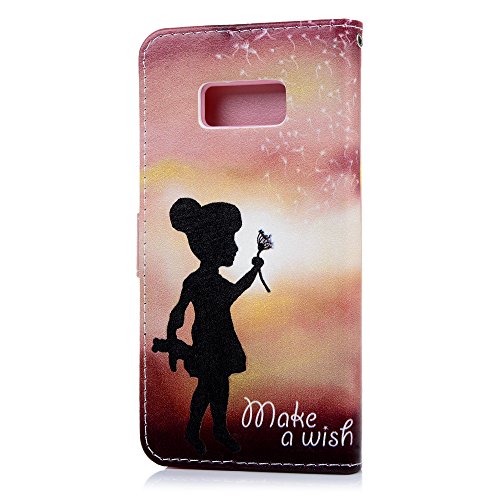 Lanveni S8 Hülle, Handyhülle für Flip Case Cover PU Lederhülle Schutzhülle Magnetverschluss Ledertasche mit Stander Function Brieftasche Card Slot Handy Tasche mit Bunte Gemalt Design für Samsung Galaxy S8 (Blauer Schmetterling) - 2