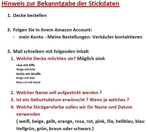 Niedlich weiche Babydecke mit Namen bestickt - 4