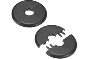 M METERXITY 2-Pack Wall Split Flange, for 0.6 Inch/16mm OD Pipe ABS Escutcheon Plate Round Self-Adhesive Plumbing Cover Plates for Water Pipe/Faucet [Black]