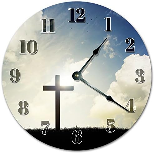 NVBFH43545 Holy Cross Wooden Wall Clock Silent Modern Wall Clock for Living Room Bedrooms Children Rooms Wall Art 12x12 in