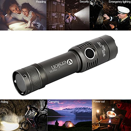Taschenlampe VersionTech Einstellbare LED Handlampe, 18650 Akku, 1000 Lumen, 200m Effektiv Licht Reichweite, Wiederaufladbar Tragbar, Optimal für Haushalt, Camping, Angeln, Garage, Notfall, Stromausfall, Outdoor - 9