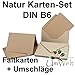 Produktbild 25x Kartenset DIN B6 Faltkarten mit Umschläge // Naturpapier // Recycling - Naturfarbe braun