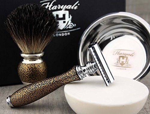 Haryali London Shaving Kit – 6 Pc Shaving Kit – Double Edge Safety Razor - Synthetic Hair Shaving Brush – Shaving Soap… - Image 4