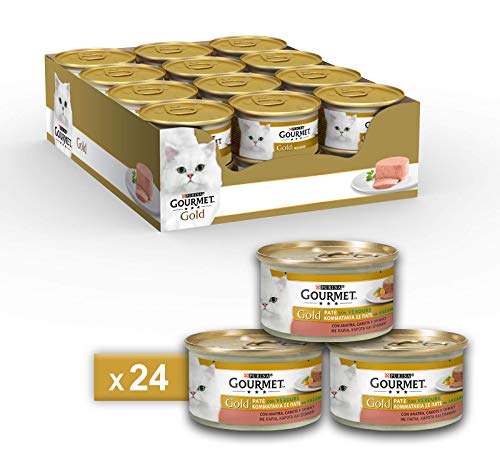 Gourmet Gold Pâté pour Le Chat, avec légumes, avec Canard, Carottes et épinards, 85 g - Lot de 24 pièces