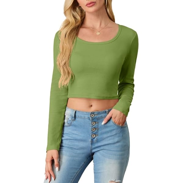 ONLY Damen Onlelina Langarmshirt – Cropped, Gestreift, Rundhals