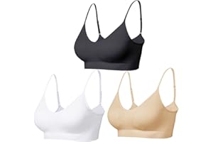 Comfyin Padded Bralette for Women Straps Sleep Bras Seamless Yoga Sport Bras 3 Pack