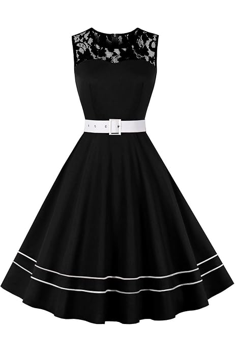 Robe Soirée Vintage Années 50 AXOE - Style Rockabilly Pin-Up - Manches 3/4