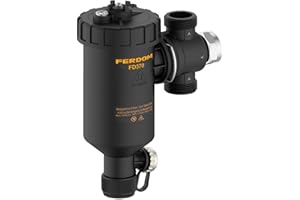 FERPRO FERDOM FERDOM FD370 MAXIM 1" (DN25) Filtro magnético/hidrociclón para sistemas de calefacción. Imán 11000G Separador De Partículas No Magnéticas -Inox 1000µm. Máx. 50 kW. 3 conexiones/rotación de 360°