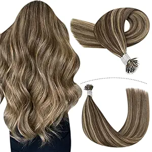22, Dark Brown With Caramel Blonde: Youngsee Remy Cold Fusion Nano Ring Hair Extensions Dark Brown With Caramel Blonde Real Hair Nano Rings Human Hair Extensions 50Strands/50G