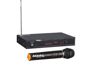 Ibiza - VHF1A - Bezprzewodowy system mikrofonowy z 1 mikrofonem VHF i 1 odbiornikiem - 1 kanał 207,5 MHz - Czarny