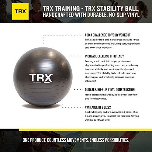 TRX Entrenamiento Balón de Estabilidad Hecho a Mano con Vinilo Anti Deslizante y Resistente (65 cm de diámetro)