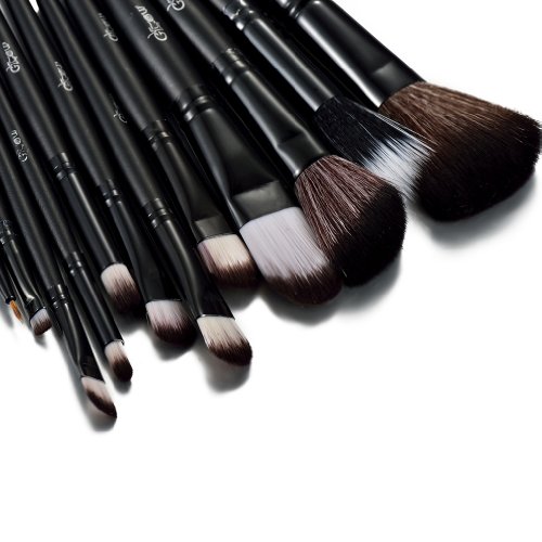 Glow 12 Makeup Brushes Set in Black Crocodile Leather Design Case
