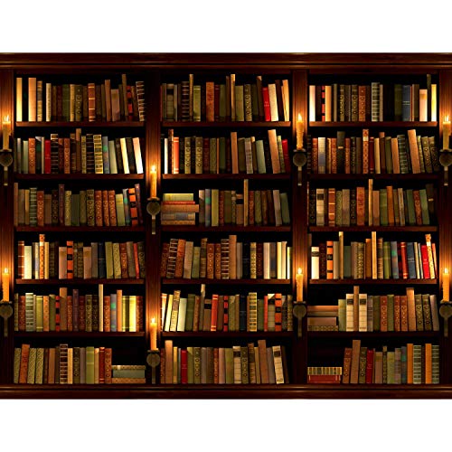 Fototapete Bibliothek 396 x 280 cm Vlies Wand Tapete Wohnzimmer Schlafzimmer Büro Flur Dekoration Wandbilder XXL Moderne Wanddeko - 100% MADE IN GERMANY - Bücher Braun Runa Tapeten 9058012a