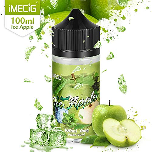 IMECIG 100ML Vape LíquidoManzana de Hielo Jugo Premium Ecig Vape 70/30 E Líquido para Todos Los Cigarrillos E de Llenado Corto para Cigarrillos Electrónicos Vape Box mod Sin nicotina