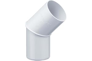 INEFA codo de 45 grados para tubo de bajada de aguas pluviales, PVC 50mm Blanco Pieza de unión accesorios para canalones, fácil montaje enchufable, Made in Germany