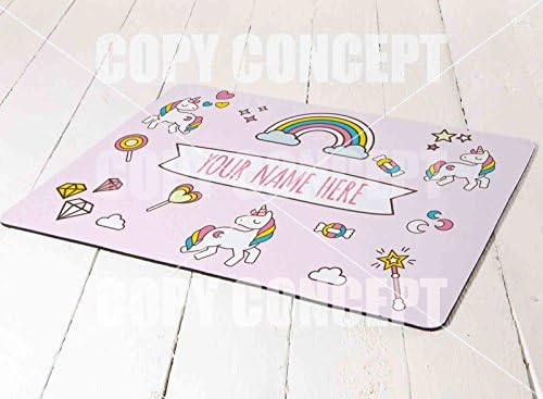 Childrens Personalised Placemat and Coaster Set, Just Add Your Name! (Unicorns)