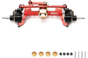 RCAWD Alloggiamento anteriore dell'asse del portale & ingranaggi d'acciaio per i cingoli assiali 1-24 SCX24 hanno aggiornato la parte (rosso)