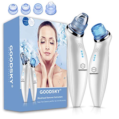Aspirateur point noir, GOODSKY Extracteur Points Noirs, Portable Dispositif de Beauté d'aspiration, 4 Sondes et 3 Modes
