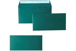‎PAPER24 Paper24 DIN lang Briefumschläge, 110x220mm, 120g, gerade Lasche mit Haftklebung, ideal für Geburtstag, Weihnachten 50x 13 Dunkelgrün