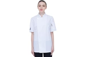 Dooxi Unisex Men Women Summer Short Sleeve Chef Jackets Professional Back Cook Kitchen Working Uniform Tops