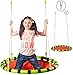 Produktbild Nestschaukel / Rundschaukel / Stoffschaukel - Ø 110 cm - " zusammenfaltbar & höhenverstellbar " - Liegeschaukel - rund - XL Schaukel - für Kinder & Erwachsene - Seile 12 mm stark - Gartenschaukel - für Außen + Innen - Kinderschaukel / Babyschaukel / für Baby - Spinnennetz - faltbar - Stoffschaukel Swing - Tellerschaukel - Hängesessel / Hängestuhl - Netzschaukel - Liegeschaukel