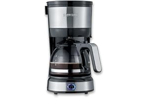 ‎SEVERIN SEVERIN Przelewowy ekspres do kawy, kompaktowy zaparzacz do kawy na maksymalnie 4 filiżanki aromatycznej kawy, ze stałym obrotowym filtrem, smukła konstrukcja, stal nierdzewna/czarny, KA 4808