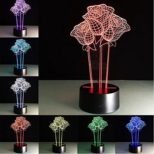 Novelty 3D Night Light Rose Flower Design USB Touch Switch Table Lamp Luminaria Gift for Valentine's day