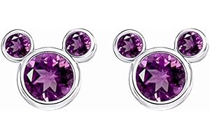 FINDOUT baobei Mickey Mouse earrings for women Sterling Silver hypoallergenic Stud Earrings Cubic Zircons Amethyst White Pink blue rose gold Crystal Minnie mouse Stud Earrings Gift for Girls Children.(f1758)