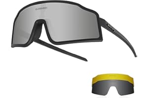 Queshark Occhiali Ciclismo Polarizzati, Occhiali Bici Uomo Donna, 1 Polarizzato 2 HD Lenti, TR90 Montatura, UV400 Veloci per Ciclismo, Corsa, Pesca, Baseball, Sci
