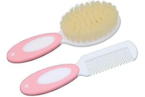 HUAYINGMEI Juego de Cepillo y Peine Para Bebé, Cepillo Para Bebé Con Cerdas Naturales Suaves, Regalo Para Baby Shower (rosa)