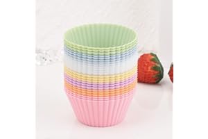 Guowall Tazza da forno per muffin, Silicone Tazze di Cottura Riutilizzabile, Stampo da dessert per muffin e cupcake (7 colori, 24 unità)