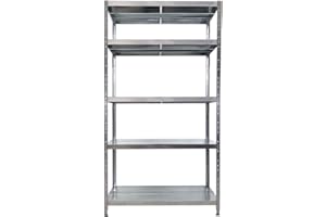 GRIMA Scaffalatura metallica Maciste - ALTA PORTATA - scaffale in metallo Zincato - 120x50x195h - 5 Ripiani- Portata 1.300 Kg