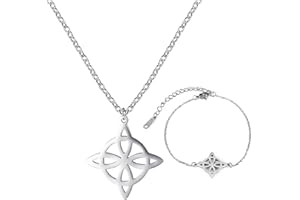 TSLRSA- 2 Pcs collar de brujería con nudo celta de bruja de acero inoxidable para mujer, colgante geométrico, joyería Vintage,Nudo Celta Collar para Mujeres Plata de Ley 925 Joyería