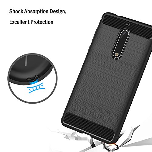 Funda Nokia 5  AICEK Negro Silicona Fundas para Nokia 5 Carcasa Nokia 5 Fibra de Carbono Funda Case  5 2 Pulgadas 